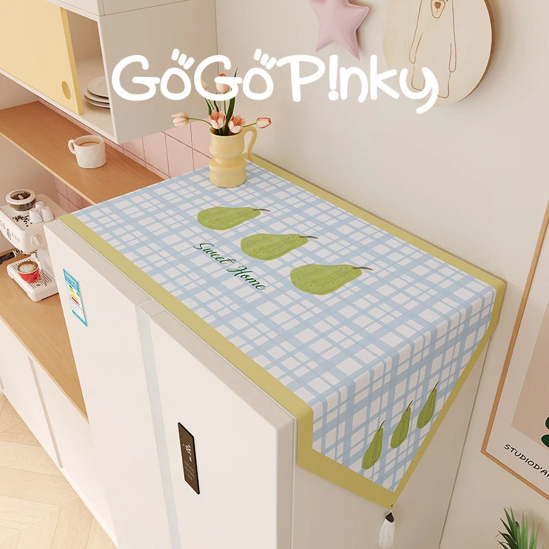 Refrigerator Top Protective Runner Dust Cover with Fruit Motif and Tassel Corners