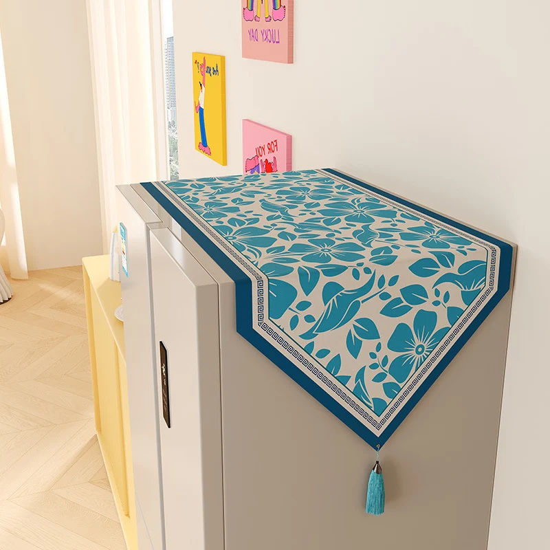 Refrigerator Top Floral Jacquard Runner with Tassel