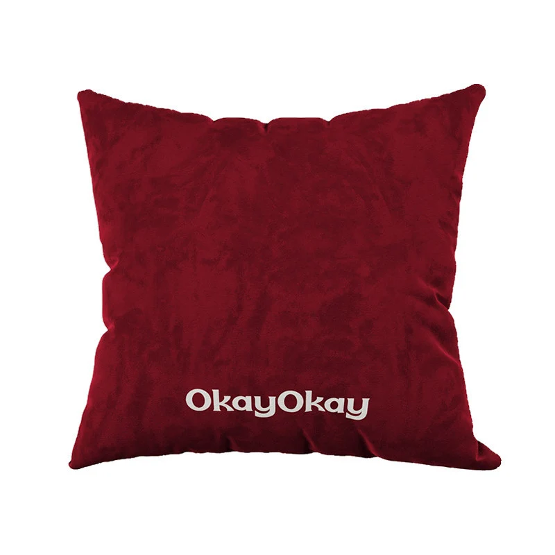 Rectangular Velvet Lumbar Pillow Cover with Hidden Zipper and Embroidered Slogan