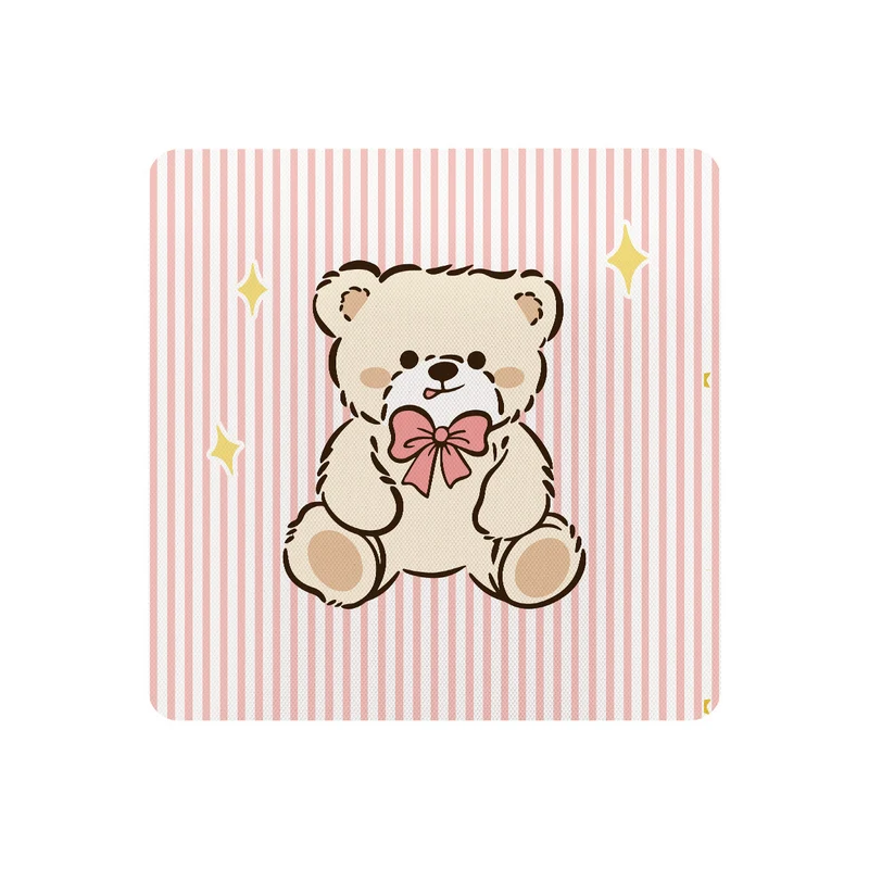Plush Ergonomic Chair Seat Cushion Pad with Non-Slip Backing and Cute Teddy Illustration
