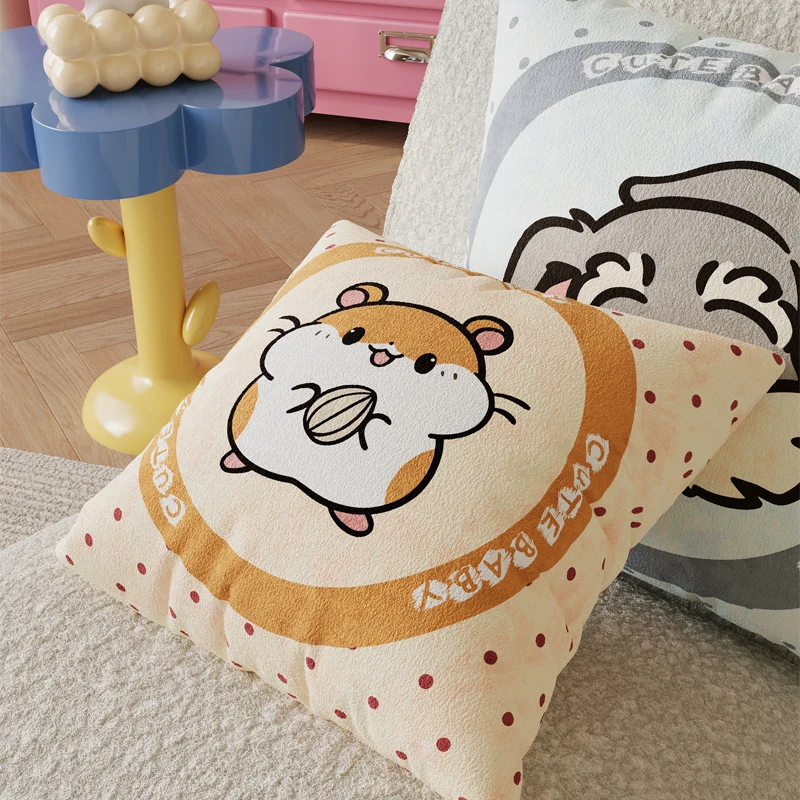 Plush Cartoon Animal Nursery Throw Pillow Cover with Velvet Texture and Concealed Zipper