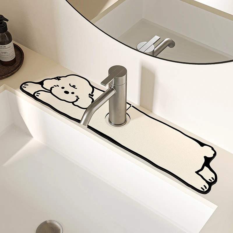 Novelty Dachshund-Shaped Absorbent Sink Counter Protector Mat