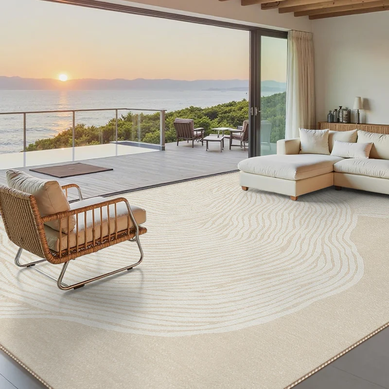 Large Plush Low-Pile Contemporary Distressed-Texture Area Rug
