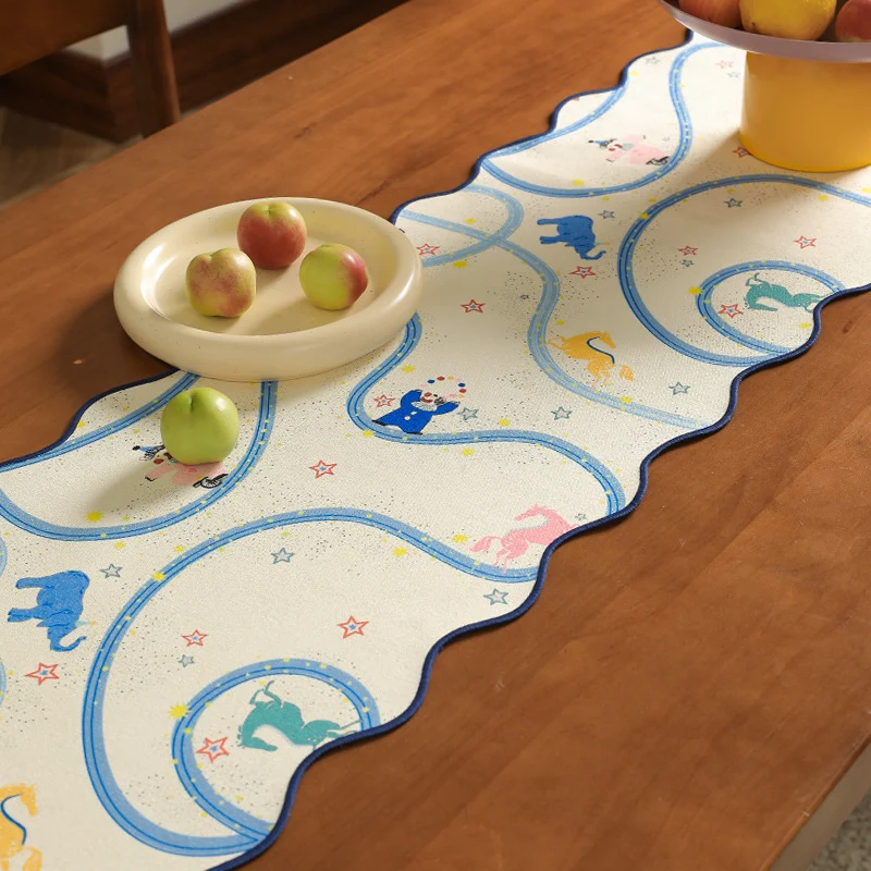 Silk scarf with wavy hem and illustrative animal carousel print Stornfield