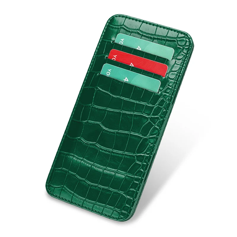 Eleganter Krokodilembossierter Leder-Kartenhalter Karnz