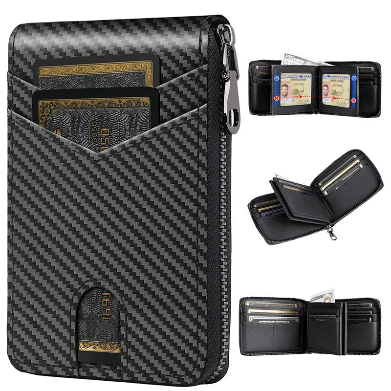 RFID-blockierende multifunktionale Carbonfaser-Brieftasche Karnz