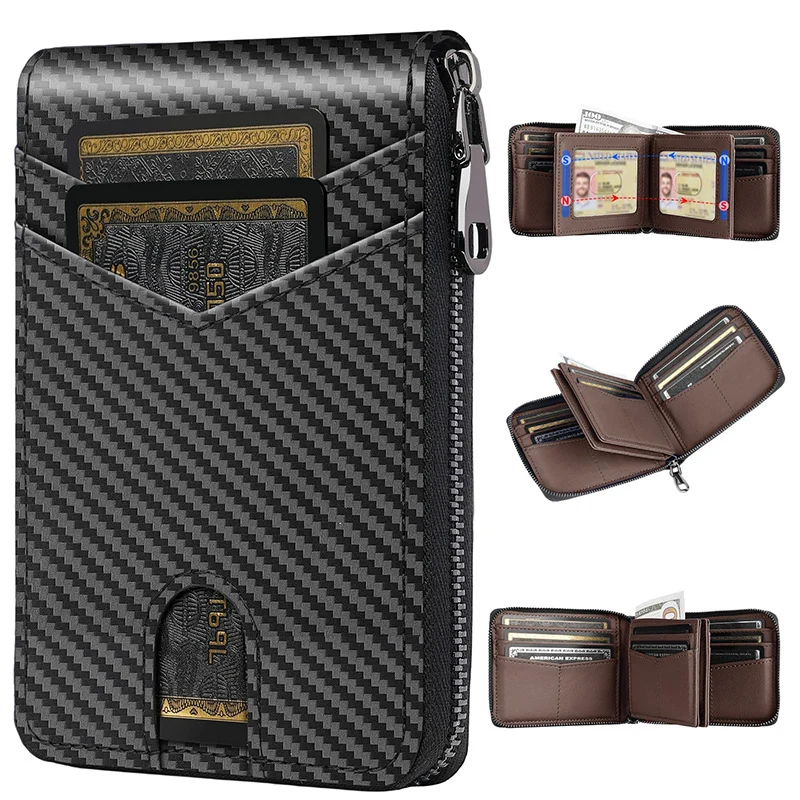 RFID-blockierende multifunktionale Carbonfaser-Brieftasche Karnz
