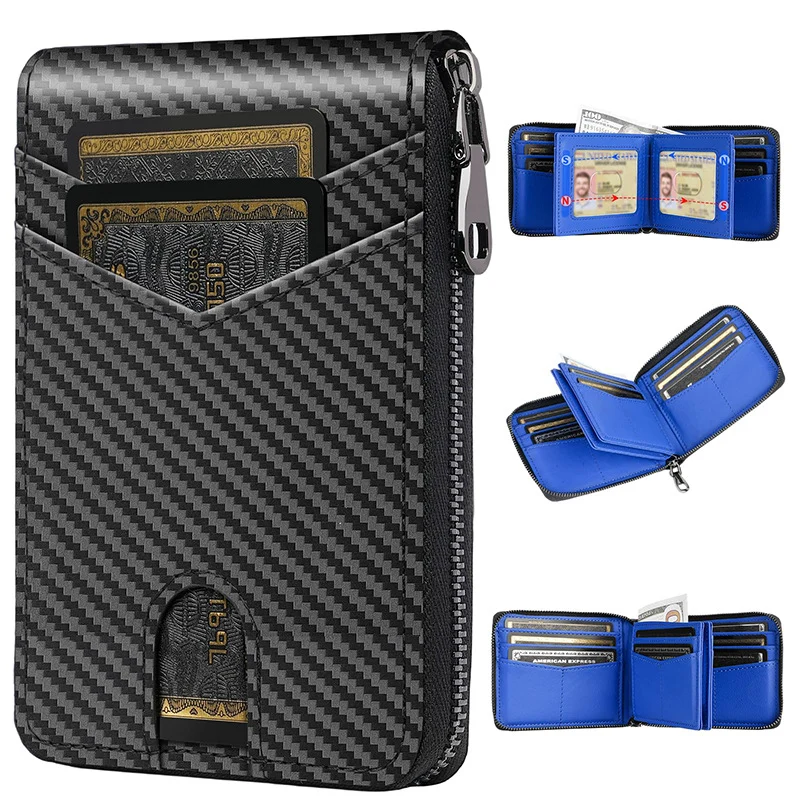 RFID-blockierende multifunktionale Carbonfaser-Brieftasche Karnz