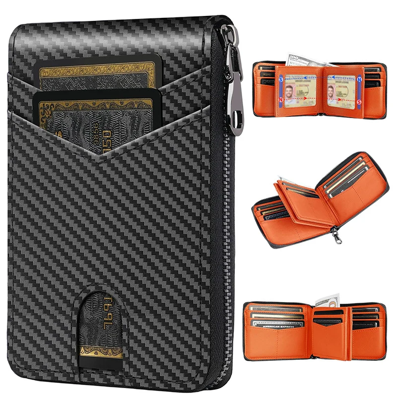 RFID-blockierende multifunktionale Carbonfaser-Brieftasche Karnz