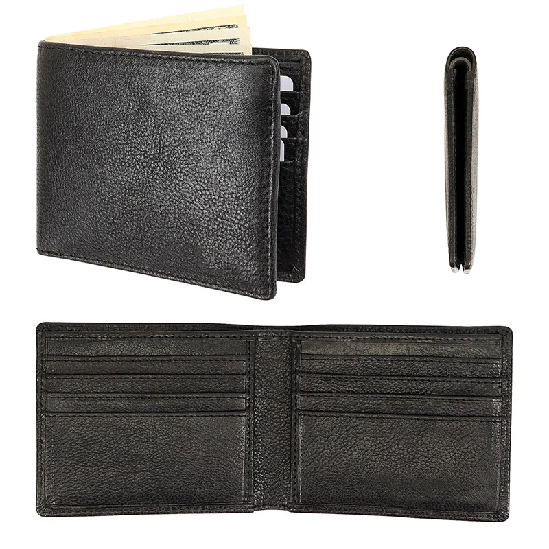 Texturiertes Leder Bi-Fold Wallet Karnz