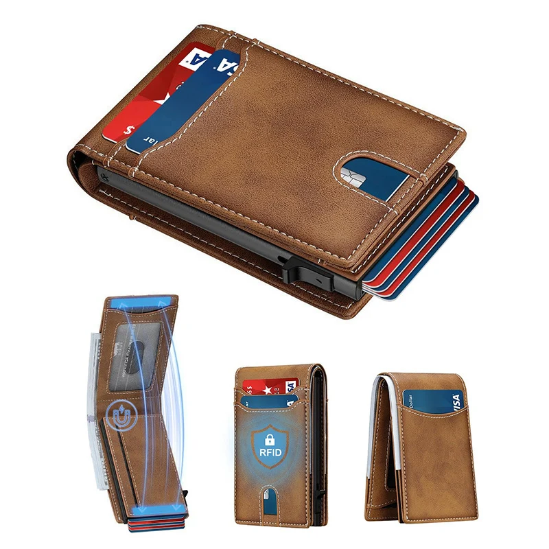 Slim RFID Schutz Leder Geldbörse Karnz