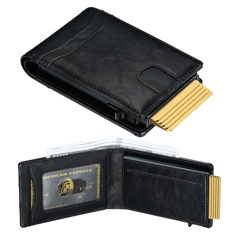 Slim RFID Schutz Leder Geldbörse Karnz