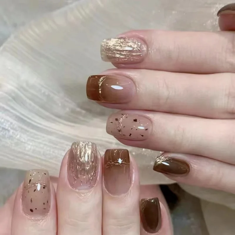 Elegante strukturierte Press-On-Nagelkunst Karnz
