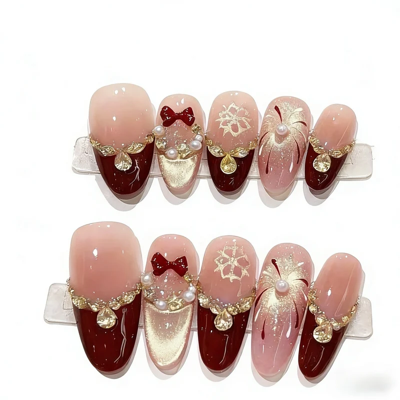 Elegantes Blumen Press-On Nail Set Karnz