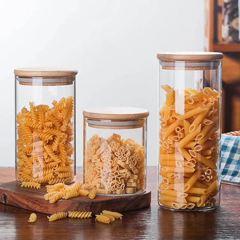 PureVorrat Glasbehälter Set – Vorratsdosen mit Holzdeckel | Luftdicht & Stilvoll | Moderne Küchenaufbewahrung | Karnz