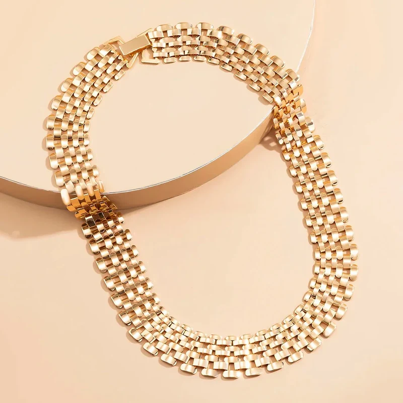 Karnz | Breite Fluss Flachkette Choker Halskette
