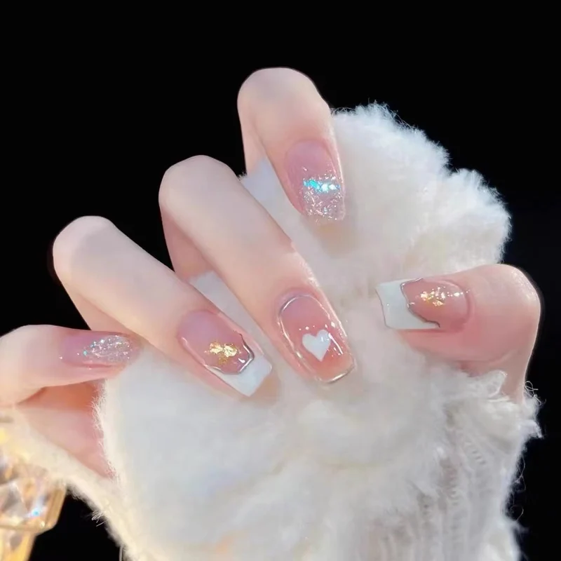 Decorative Heart and Glitter Press-On Nail Set Stornfield