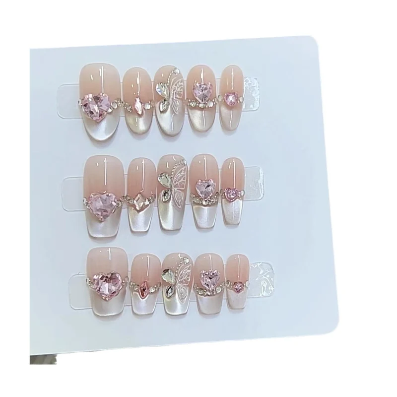 Decorative Heart and Butterfly Press-On Nail Set Stornfield