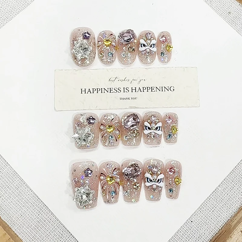 Decorative Crystal-Embellished Press-On Nail Set Stornfield