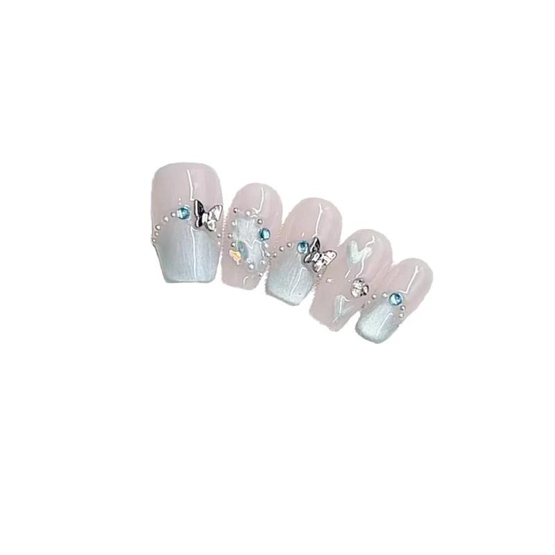Decorative Butterfly-Embellished Press-On Nail Art Stornfield
