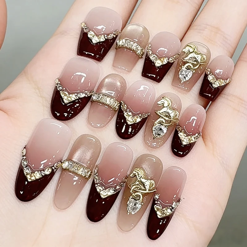 Decorative Acrylic Press-On Nails with Unique Embellishments Stornfield