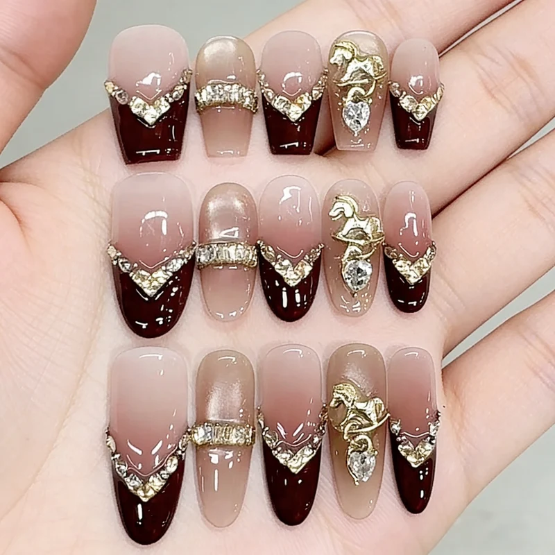 Decorative Acrylic Press-On Nails with Unique Embellishments Stornfield