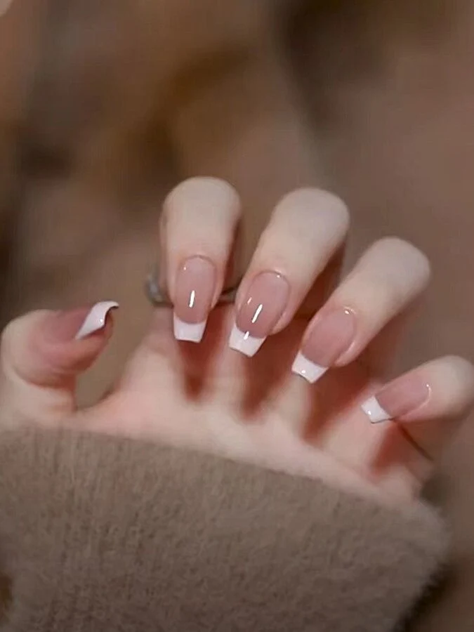 Classic French Tip Press-On Nails Stornfield
