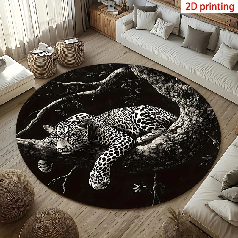 Künstlerischer Leoparden-Print runder Fußmatte