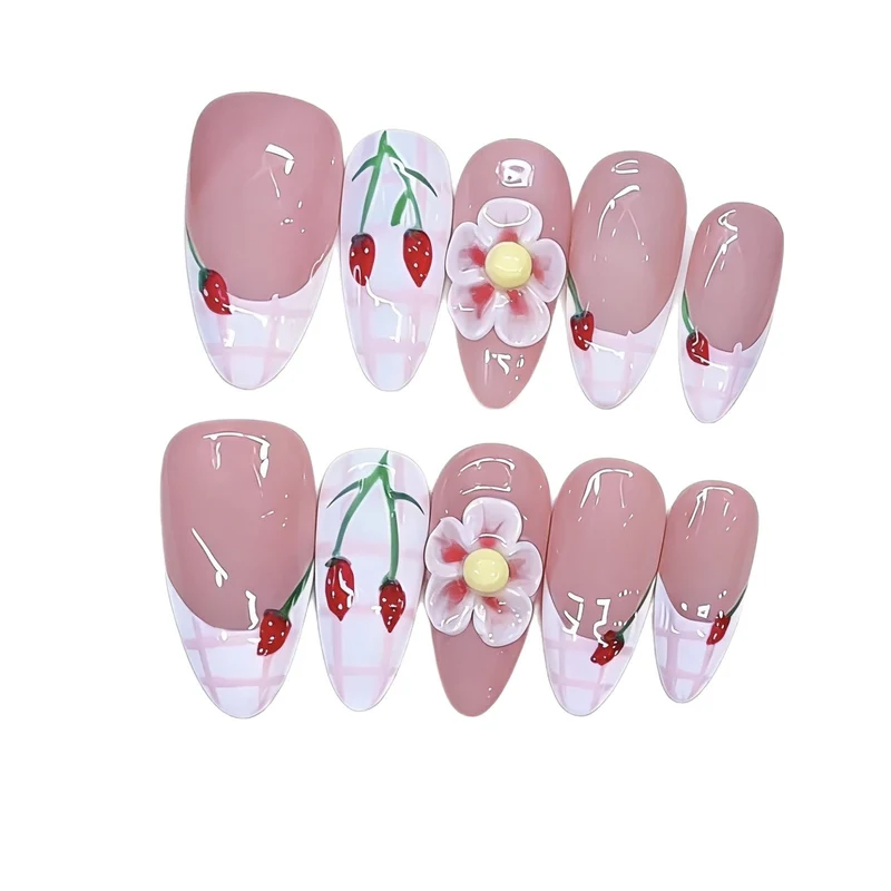 Cherry Blossom-Themed Artistic Press-On Nails Stornfield