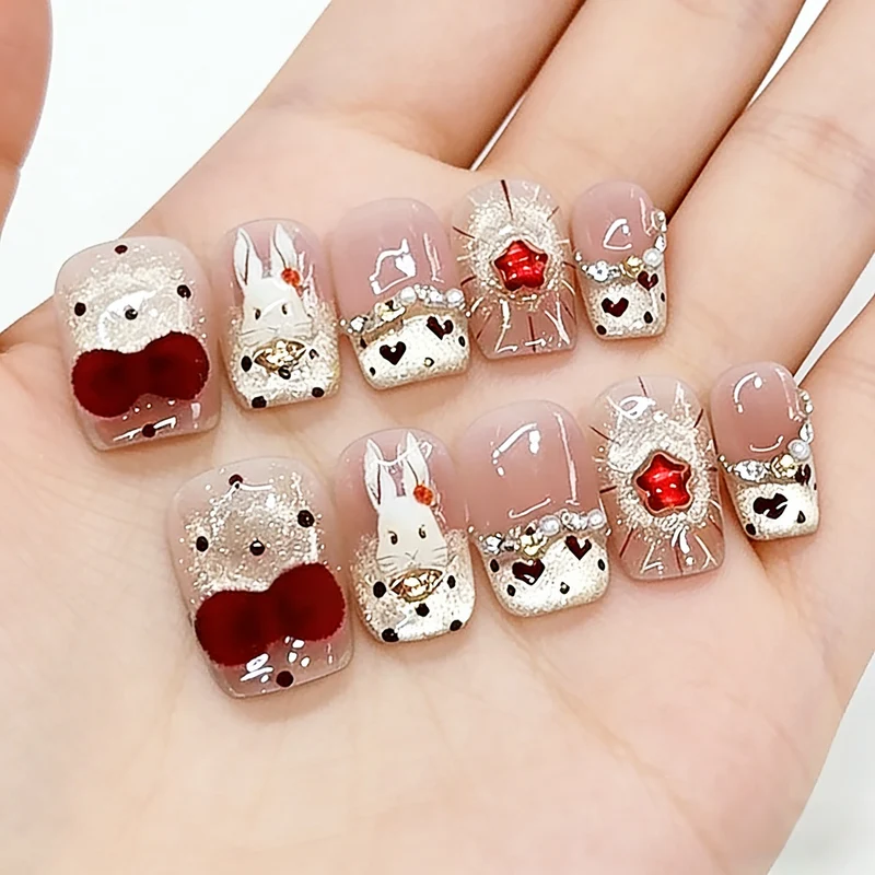 Artistic Themed Press-On Nail Set with Cute Designs Stornfield