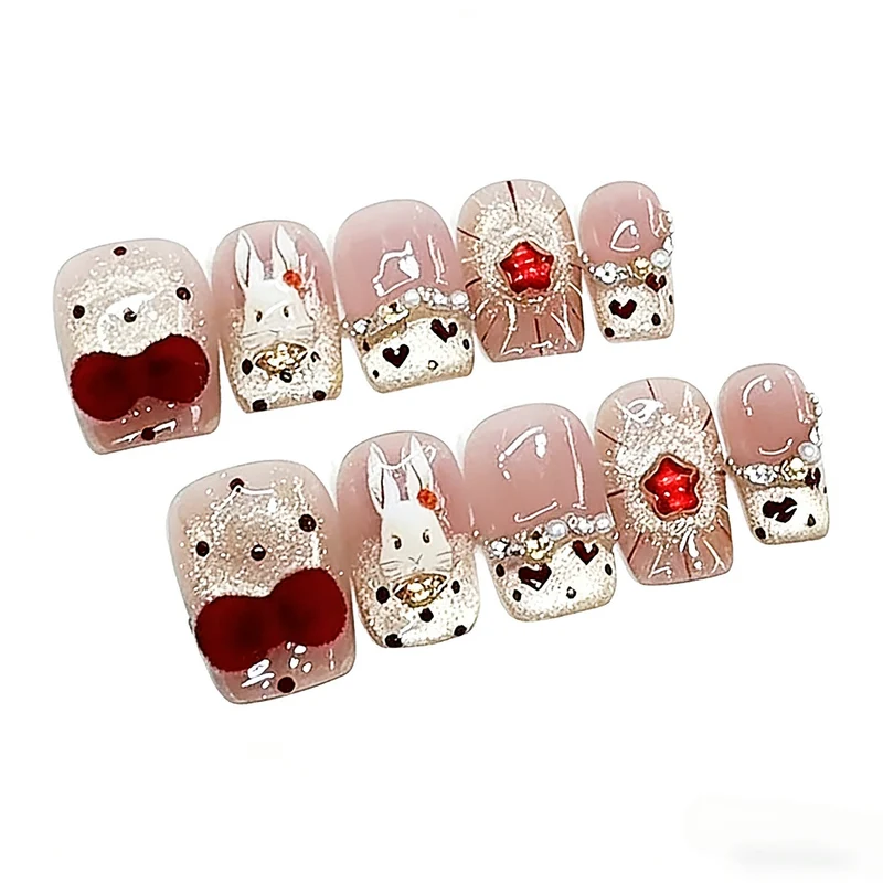 Artistic Themed Press-On Nail Set with Cute Designs Stornfield