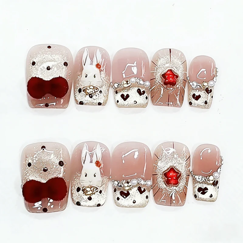 Artistic Themed Press-On Nail Set with Cute Designs Stornfield
