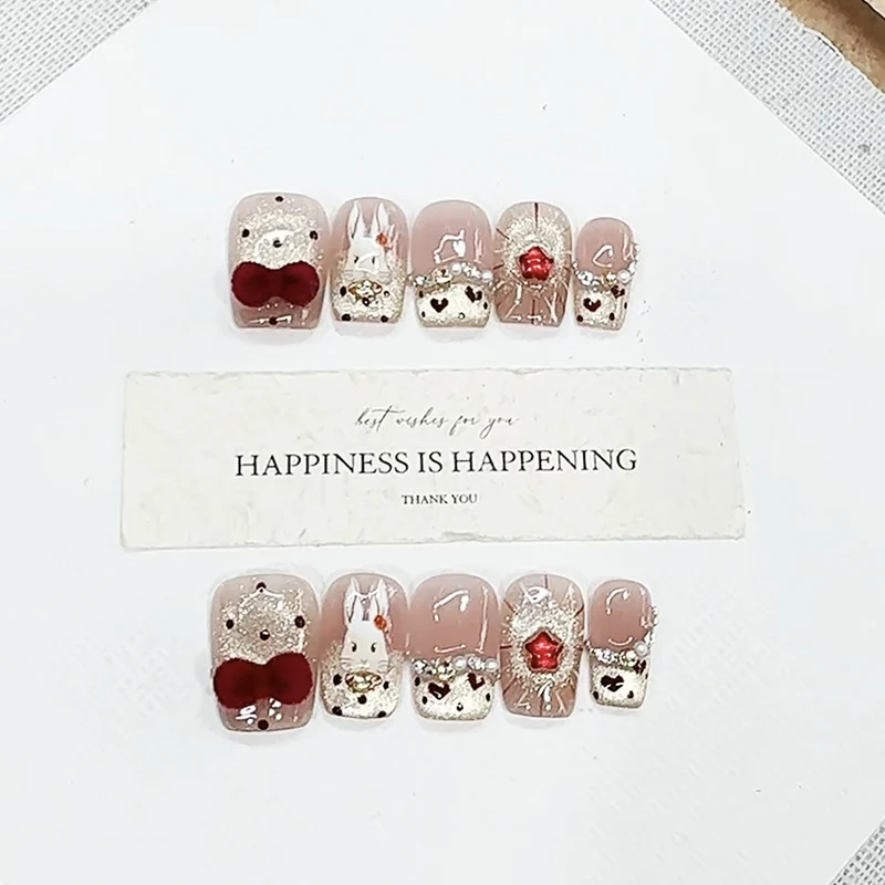 Artistic Themed Press-On Nail Set with Cute Designs Stornfield