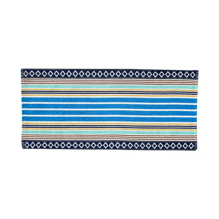 Flat woven bed runner and carpet runner with vibrant checked design Stornfield