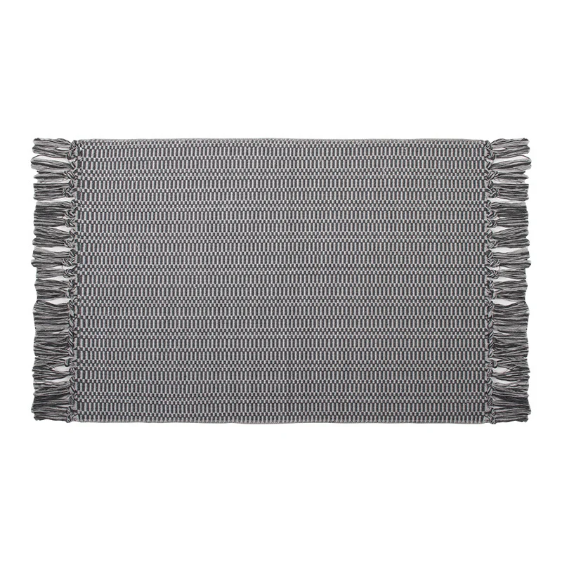 Flat-woven cotton rug runner with geometric check pattern and easy-care surface Stornfield