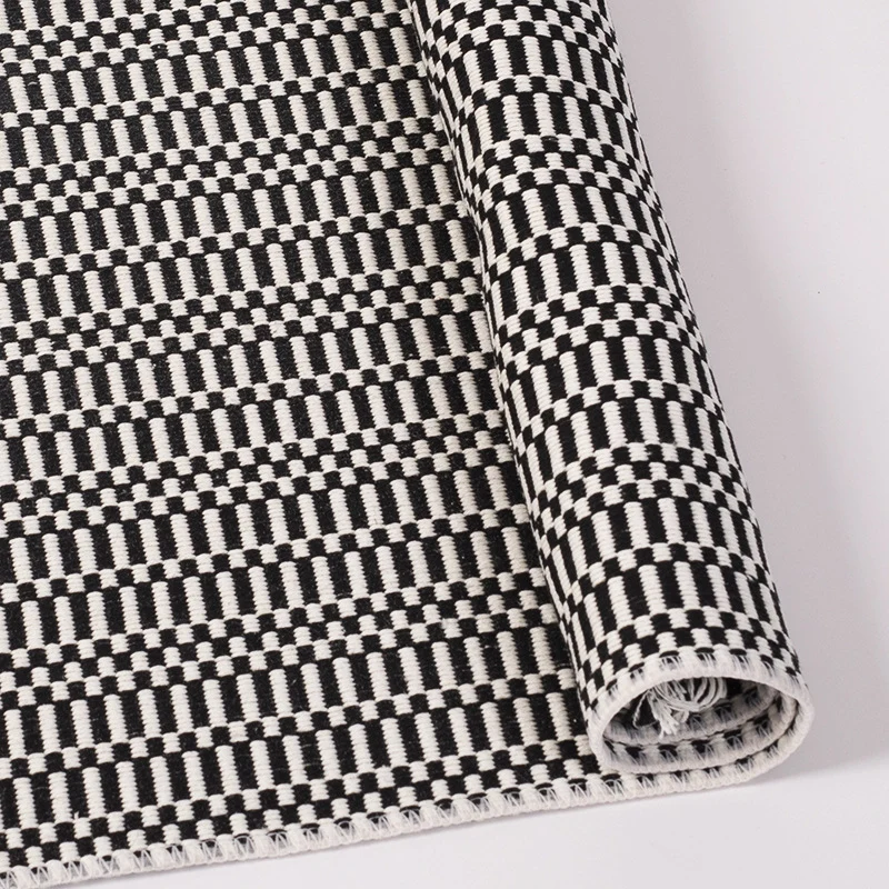 Flat-woven cotton rug runner with geometric check pattern and easy-care surface Stornfield