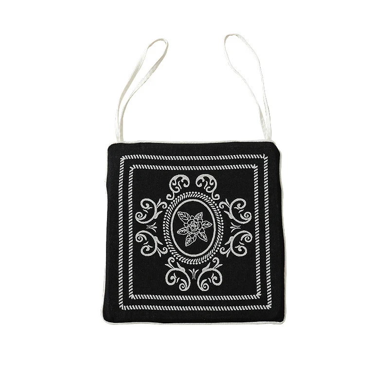 Double-sided seat cushion with ties and decorative jacquard pattern Stornfield