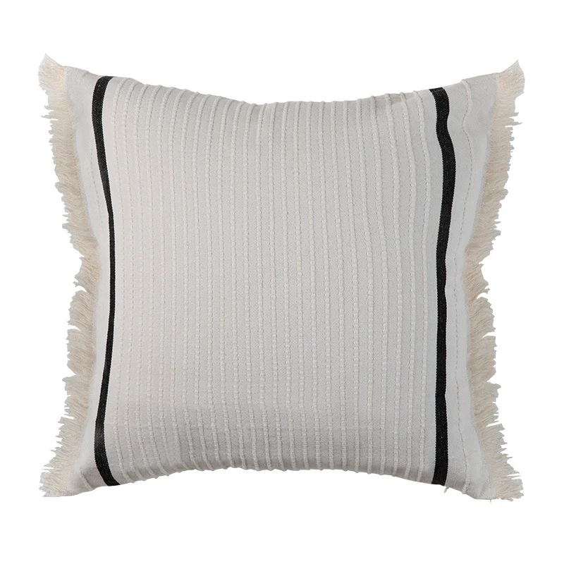 Boho cushion cover with fringes and textured weaving Stornfield