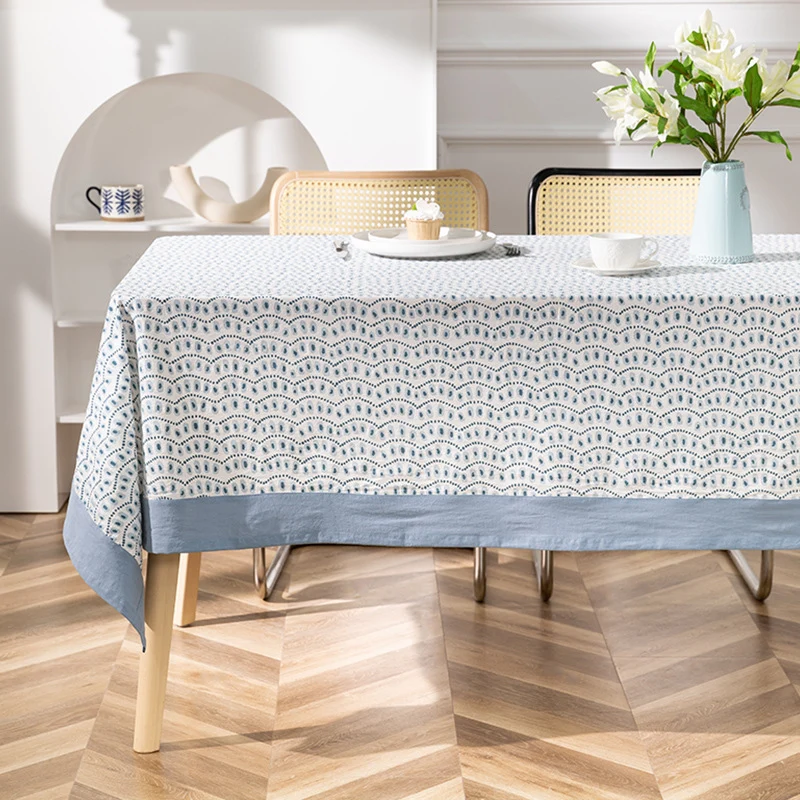 Cotton tablecloth with graphic all-over pattern and contrasting hem edge Stornfield