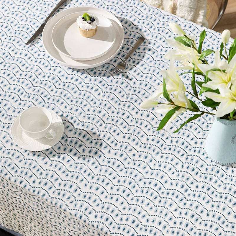 Cotton tablecloth with graphic all-over pattern and contrasting hem edge Stornfield