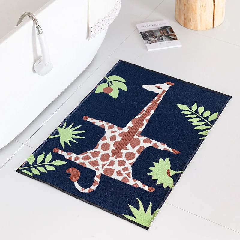 Bath mat with giraffe design, absorbent microfiber pile and non-slip underside Stornfield