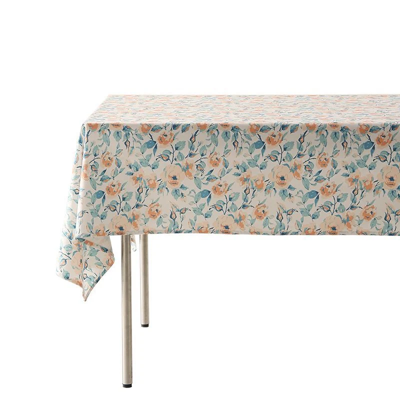 Wipeable tablecloth made of polyester with floral watercolor look and water-repellent coating Stornfield
