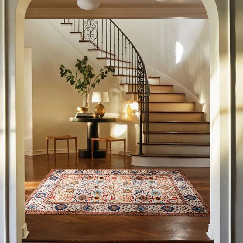 Living room rug in oriental suzani style with fine border Stornfield