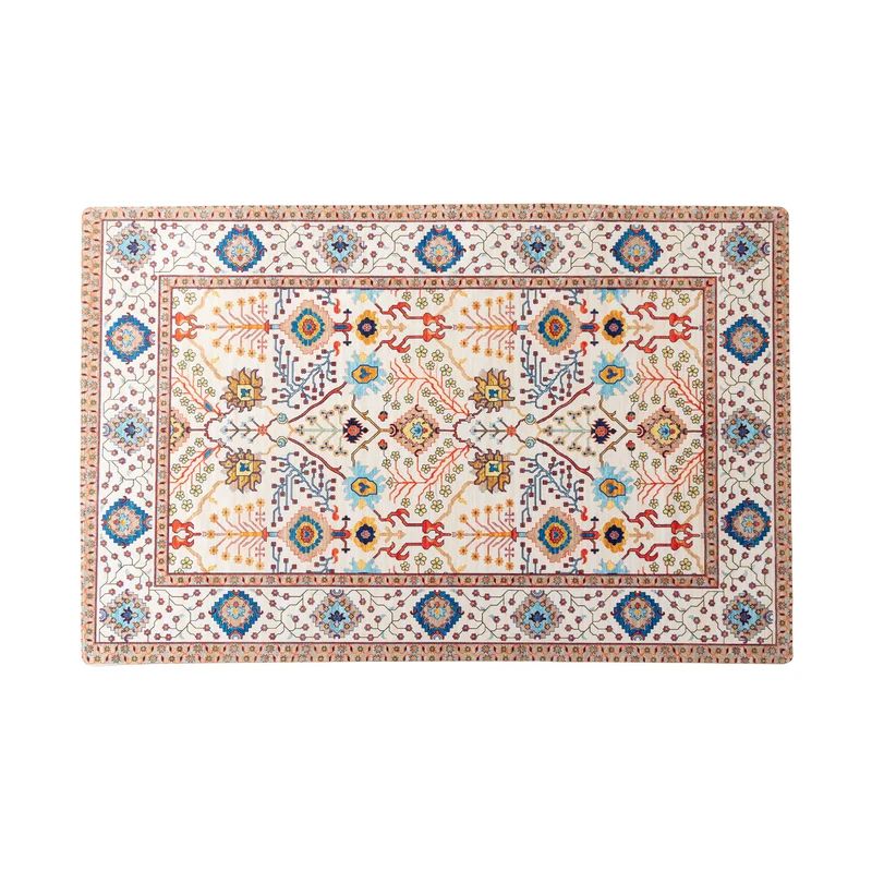Living room rug in oriental suzani style with fine border Stornfield