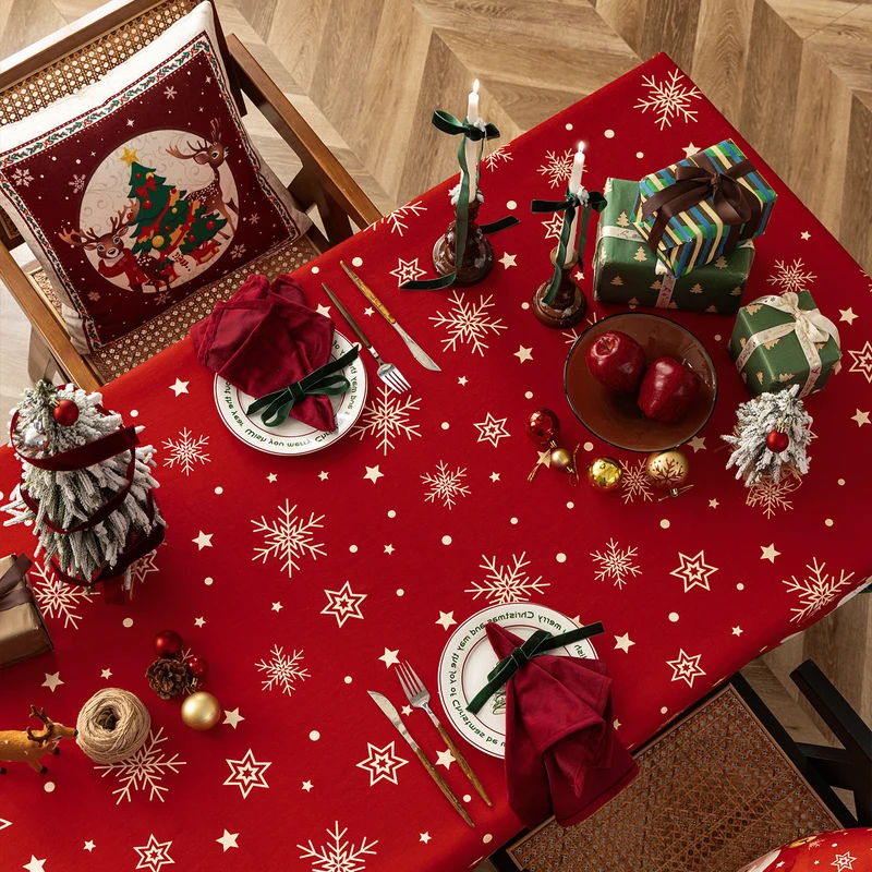 Christmas tablecloth made of cotton blend fabric with water-repellent surface and festive pattern Stornfield