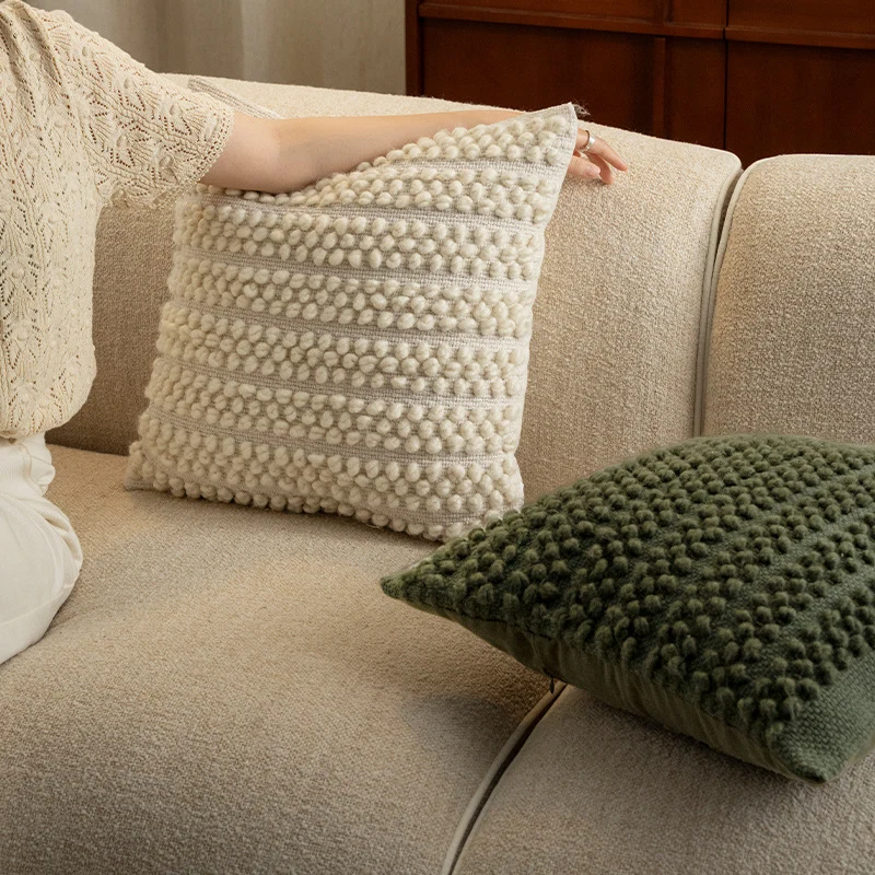 Structured knitted cushion with bobble look Stornfield