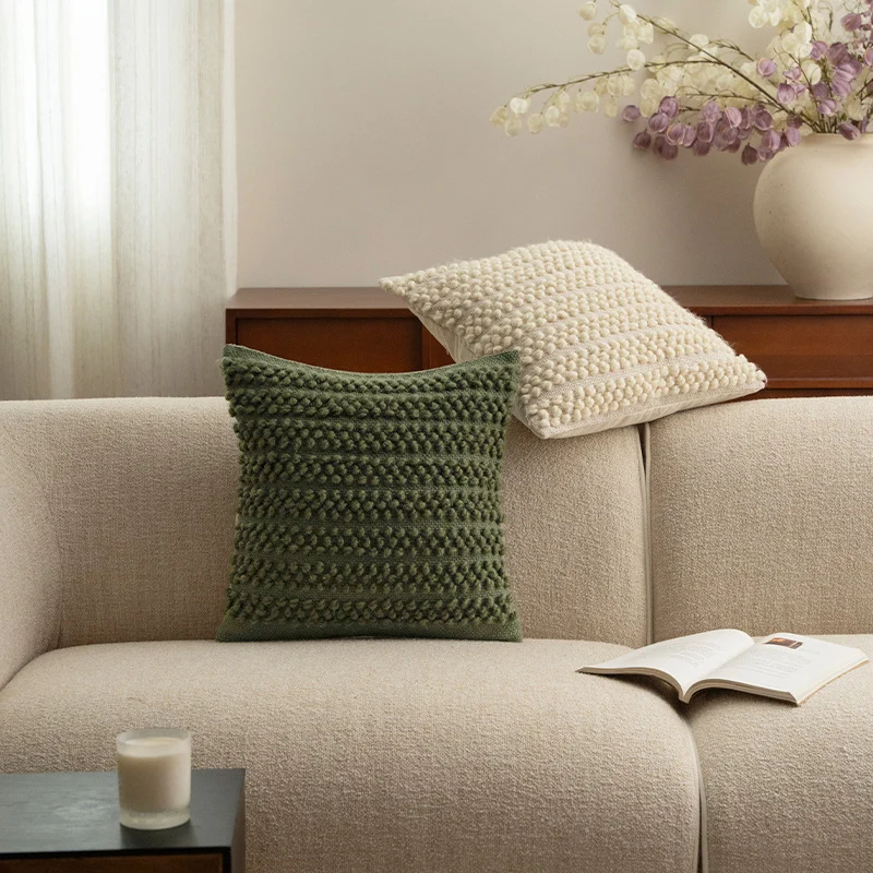 Structured knitted cushion with bobble look Stornfield