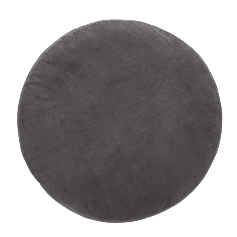 Round seat pouf with soft velvet cover, removable zipper, and shape-stable filling Stornfield
