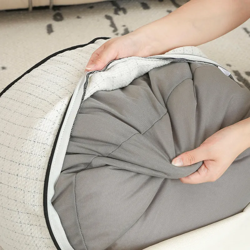 Round floor sitting pouf with EPP foam bead filling and removable zipper Stornfield
