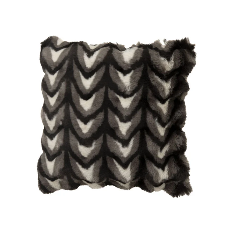 Rectangular decorative faux fur pillow cover with chevron relief texture Stornfield